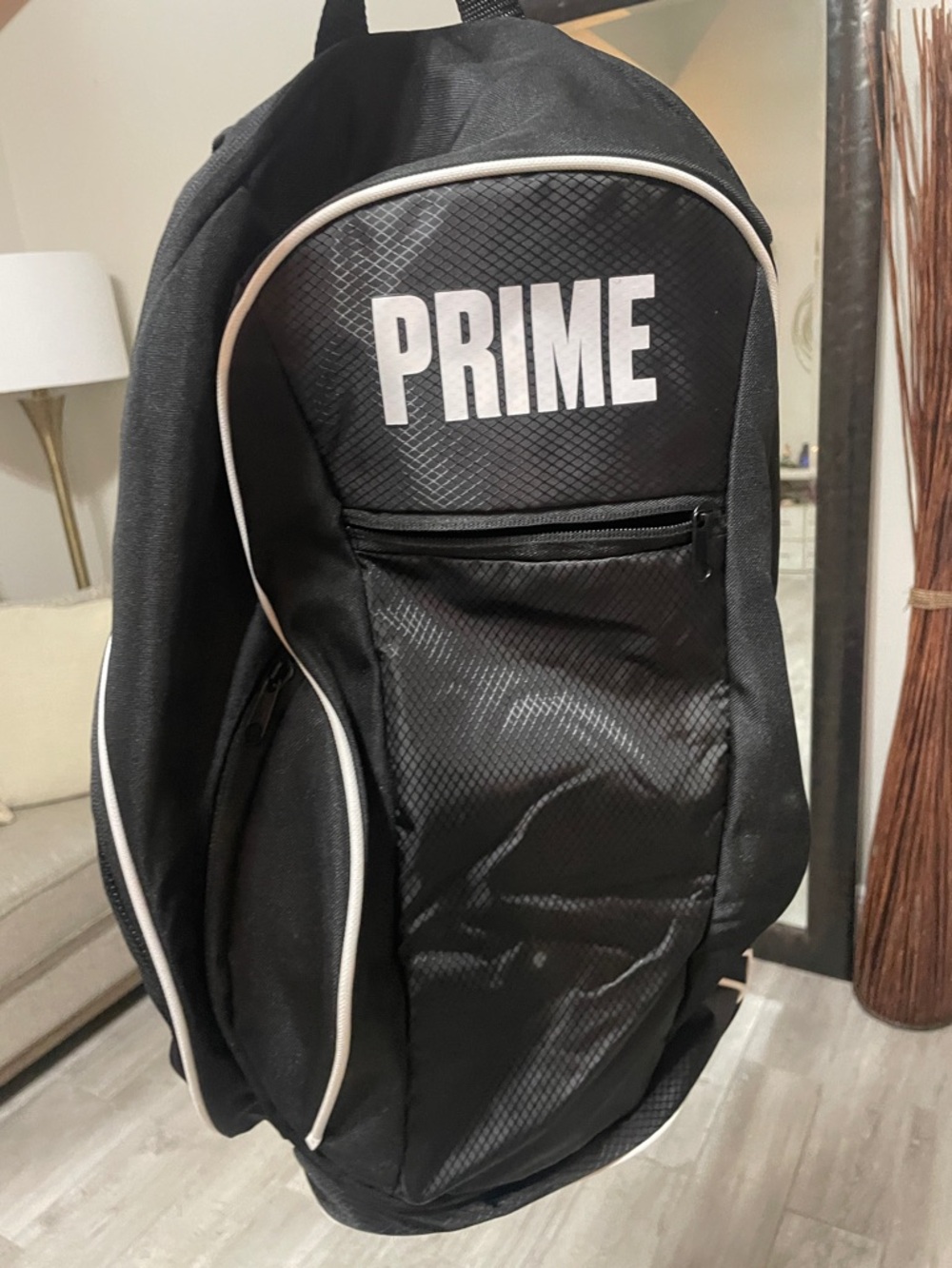 PRIME Black Backpack with White Trim